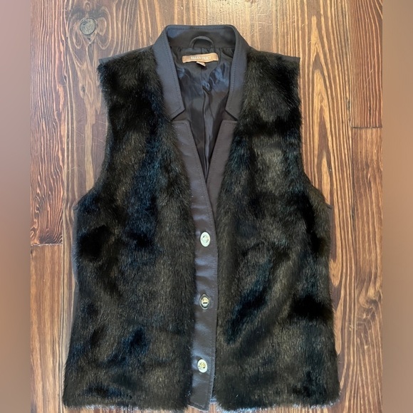 ELLEN TRACY Faux Fur Mink Vest Gold Hardware Nordstrom - Picture 2 of 7